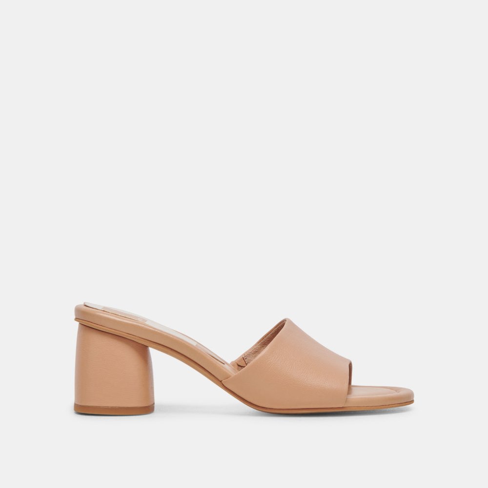 Dolce Vita Minny Dress Wide Heels Tan Leather