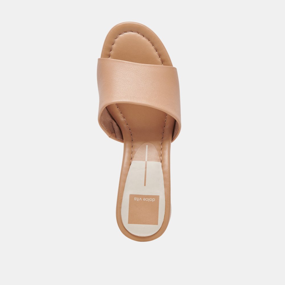 Dolce Vita Minny Dress Wide Heels Tan Leather