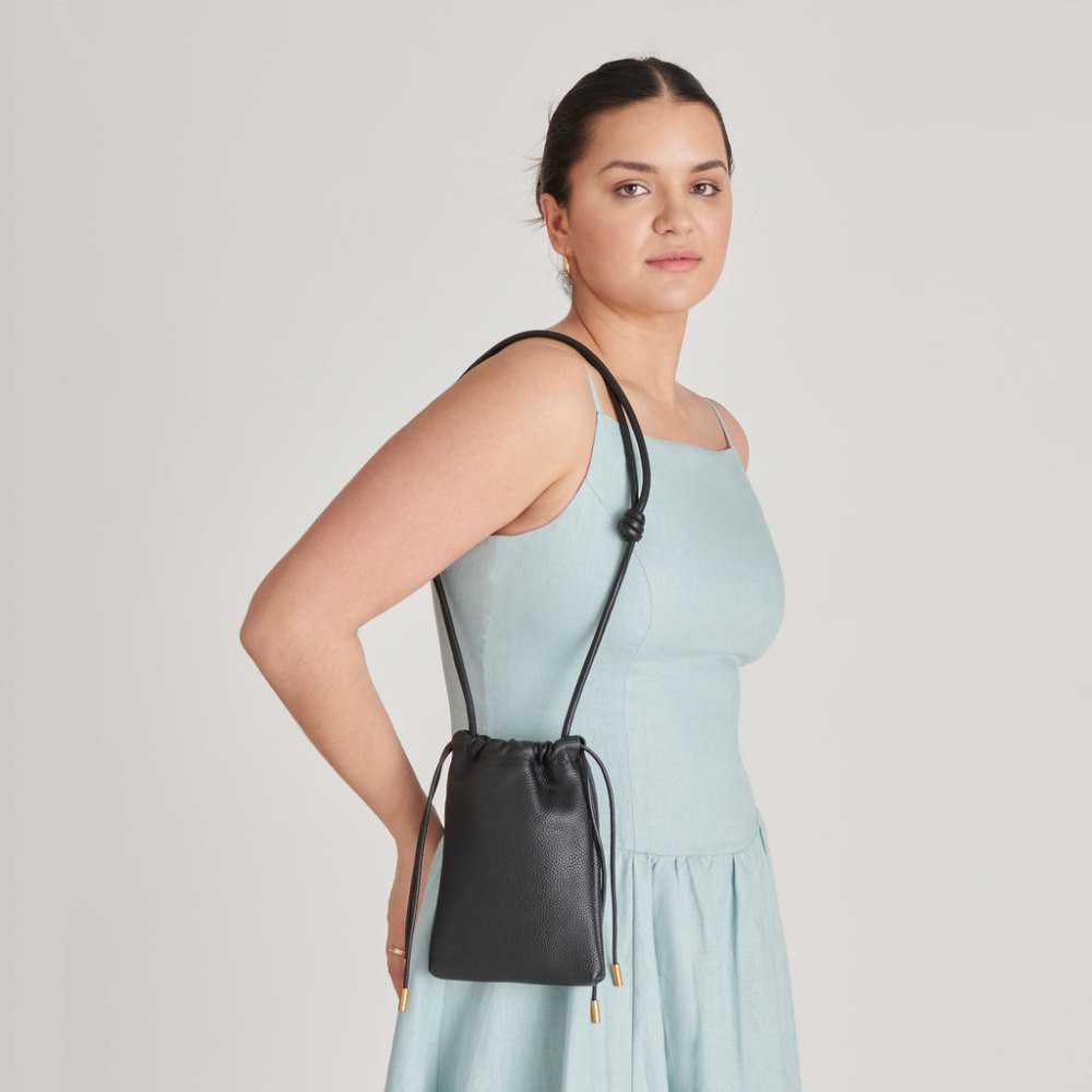 Dolce Vita Evie Crossbody Pouch Black Pebble Leather
