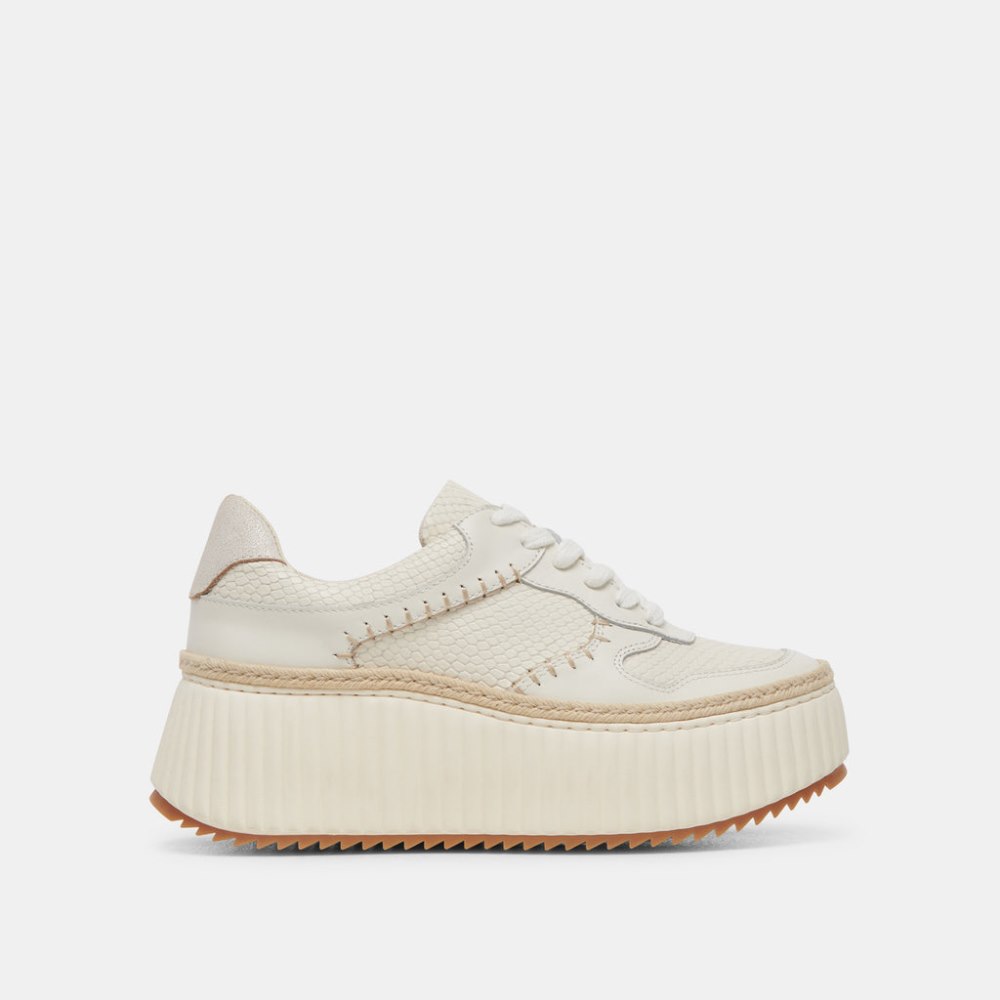 Dolce Vita Dandi Sneakers Off White Embossed Leather