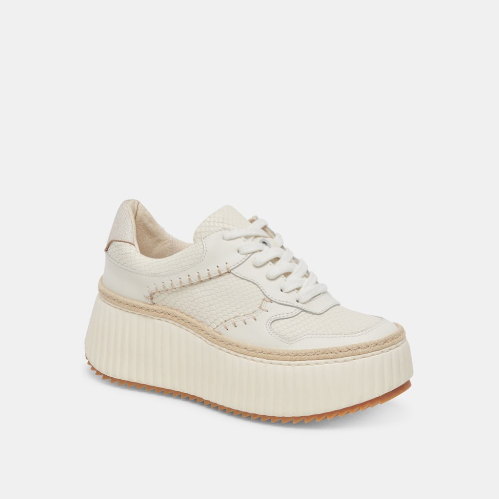 Dolce Vita Dandi Sneakers Off White Embossed Leather