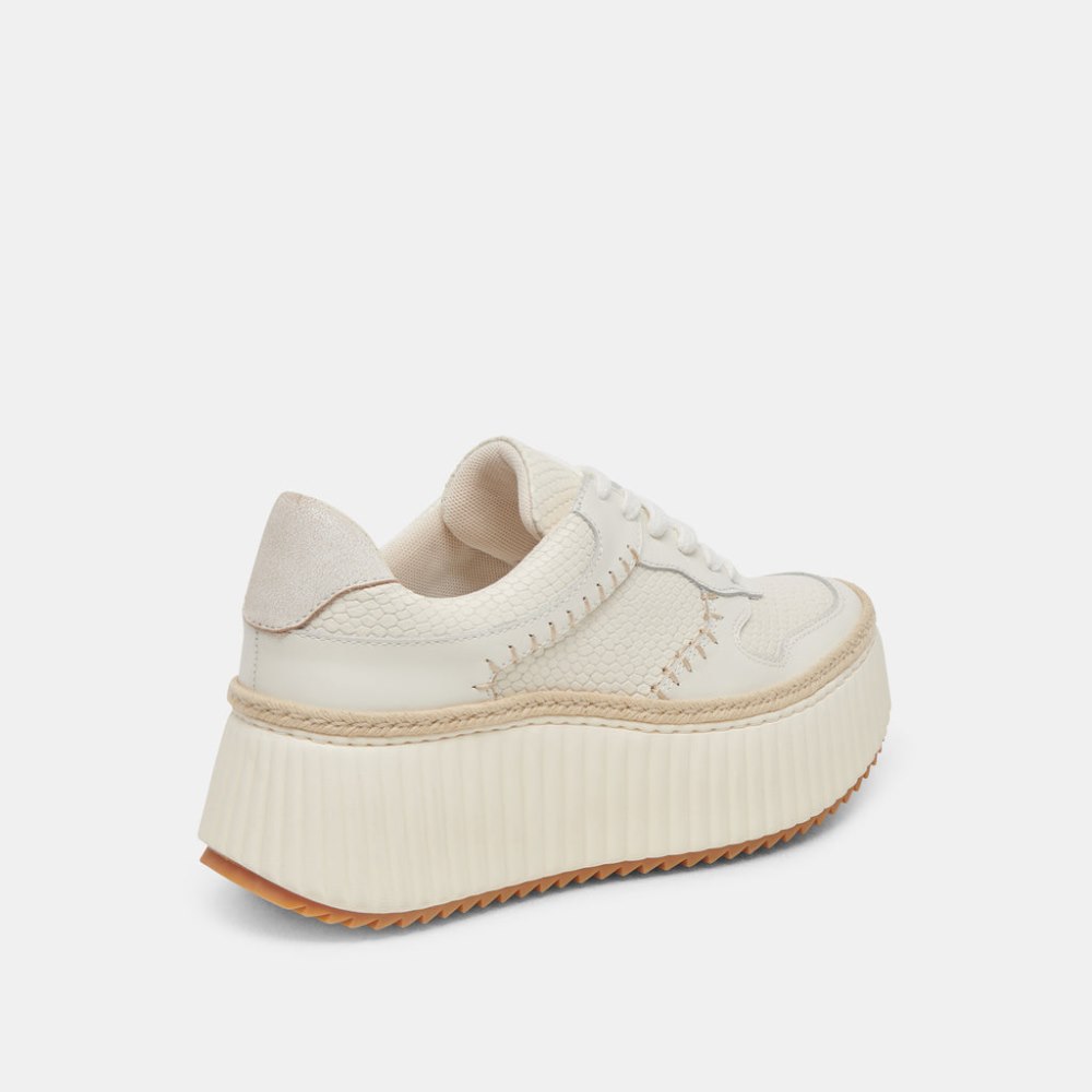 Dolce Vita Dandi Sneakers Off White Embossed Leather