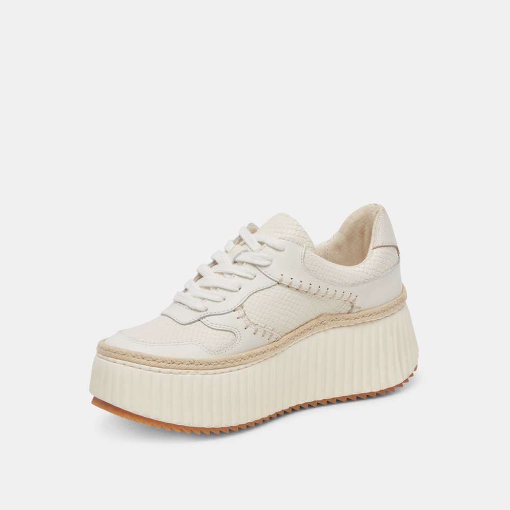 Dolce Vita Dandi Sneakers Off White Embossed Leather