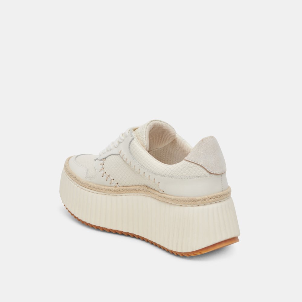 Dolce Vita Dandi Sneakers Off White Embossed Leather