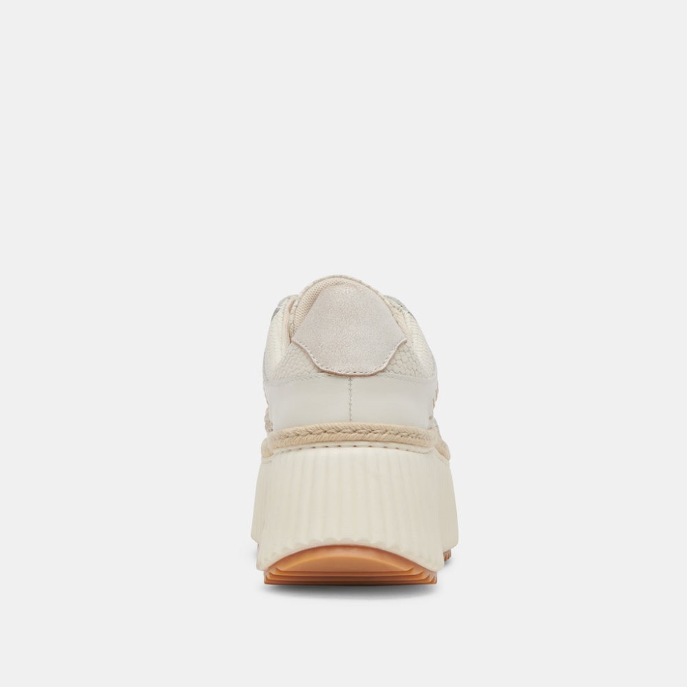 Dolce Vita Dandi Sneakers Off White Embossed Leather