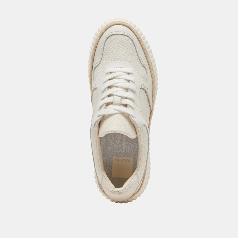 Dolce Vita Dandi Sneakers Off White Embossed Leather