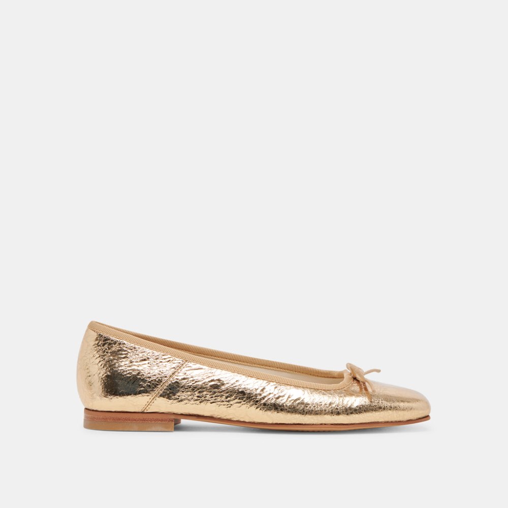 Dolce Vita Anisa Ballet Flats Gold Distressed Leather