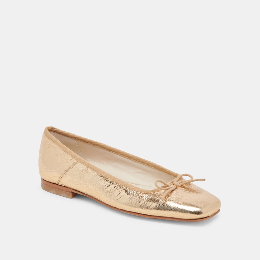 Dolce Vita Anisa Ballet Flats Gold Distressed Leather