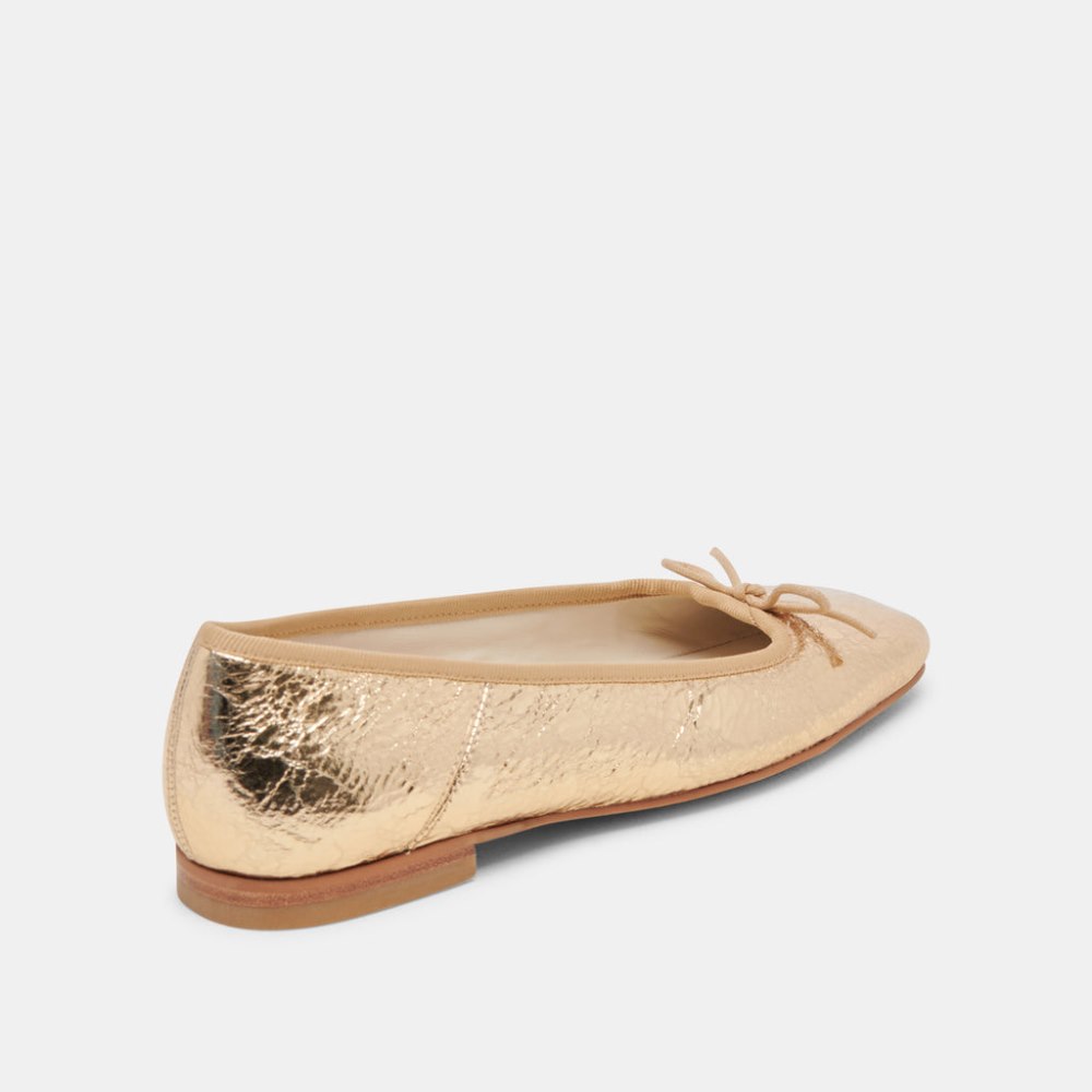 Dolce Vita Anisa Ballet Flats Gold Distressed Leather