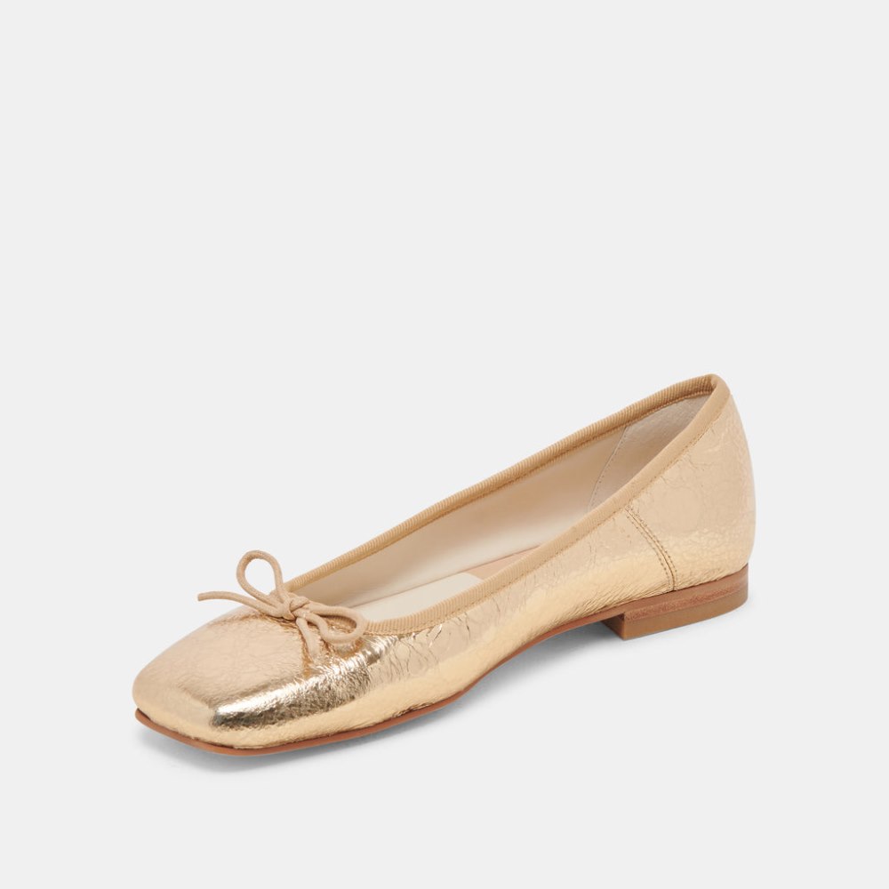 Dolce Vita Anisa Ballet Flats Gold Distressed Leather
