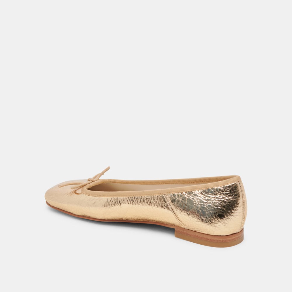 Dolce Vita Anisa Ballet Flats Gold Distressed Leather