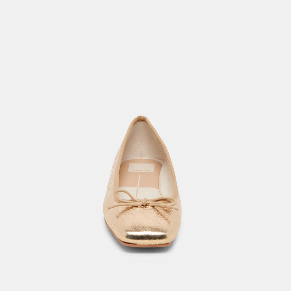 Dolce Vita Anisa Ballet Flats Gold Distressed Leather