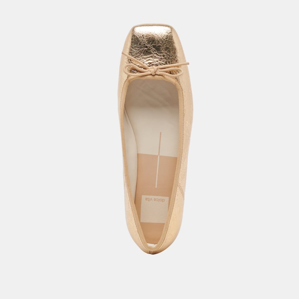Dolce Vita Anisa Ballet Flats Gold Distressed Leather