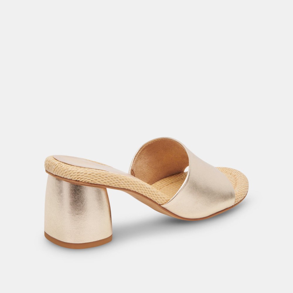 Dolce Vita Minny Raffia Heels Rose Gold Leather