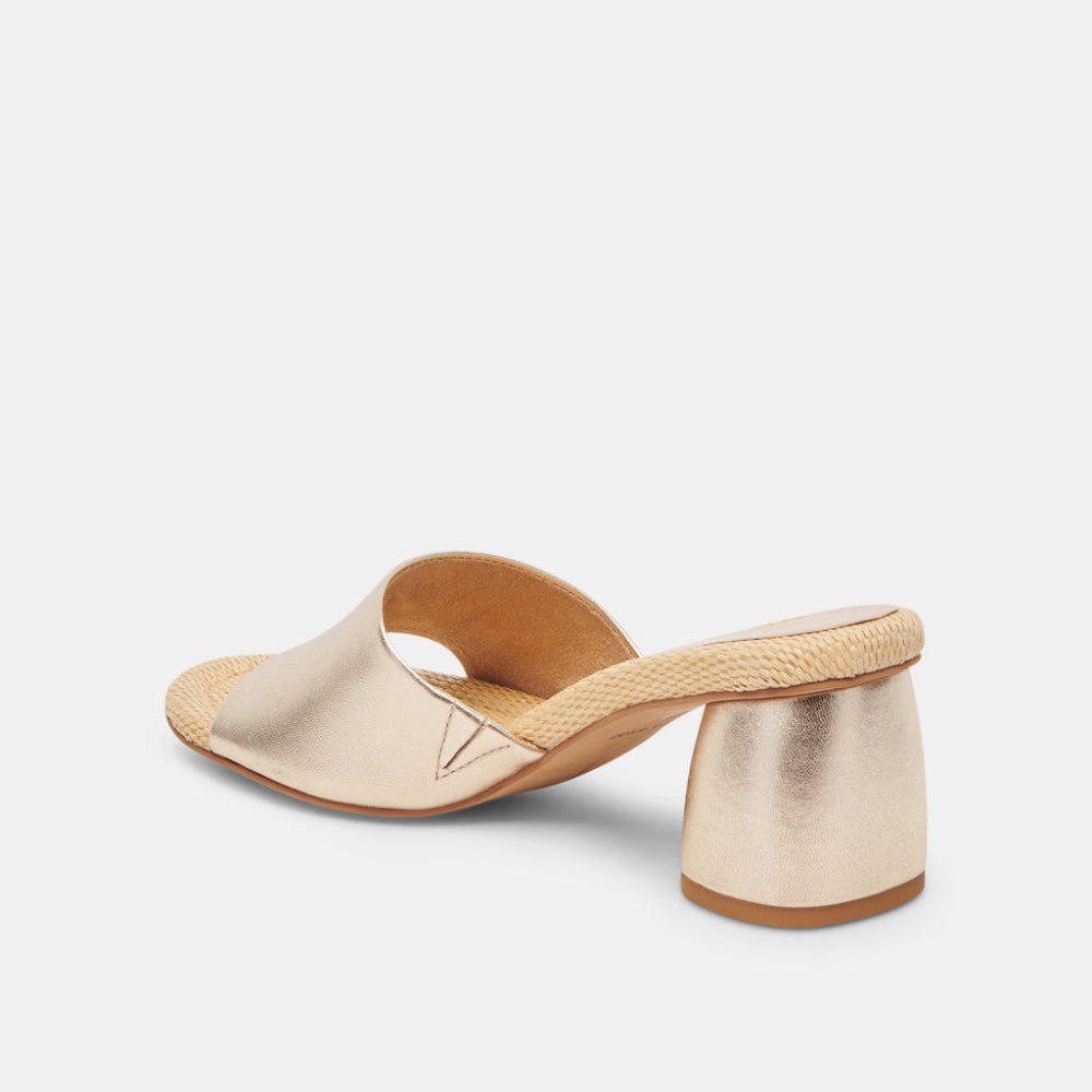 Dolce Vita Minny Raffia Heels Rose Gold Leather