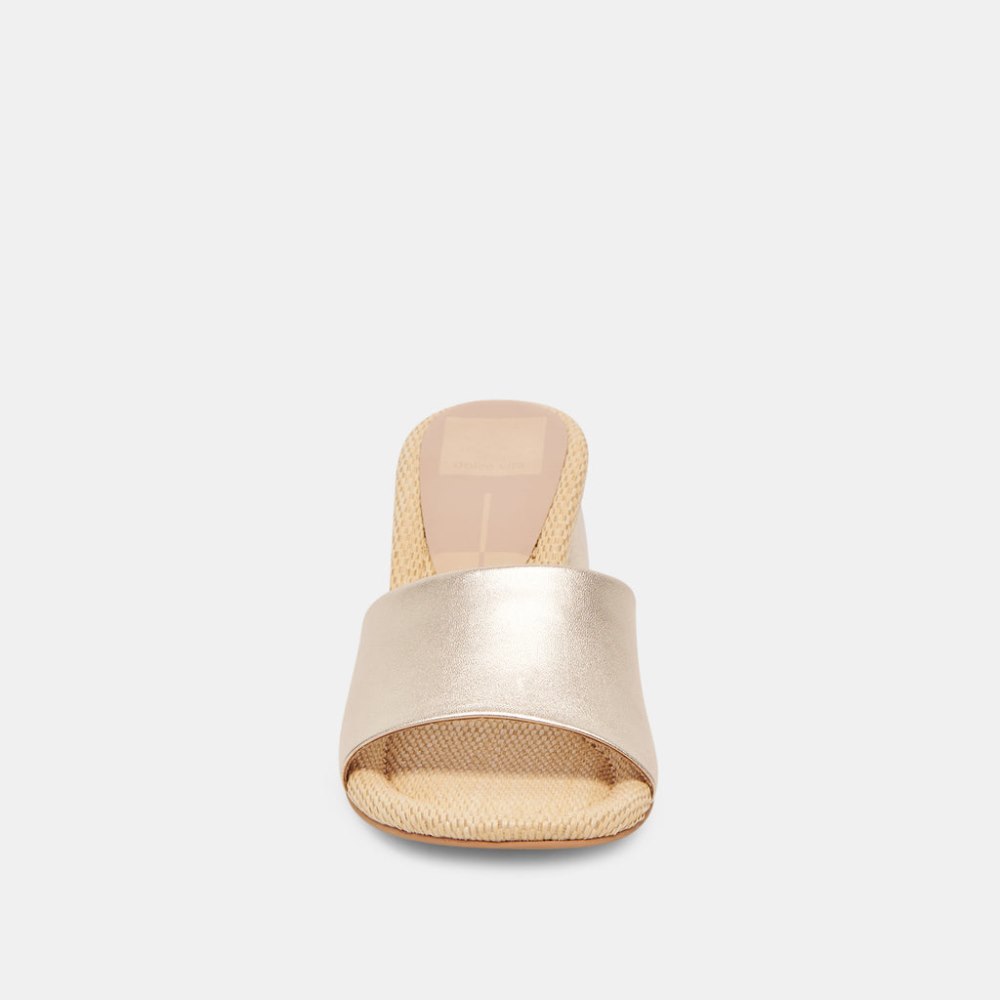 Dolce Vita Minny Raffia Heels Rose Gold Leather