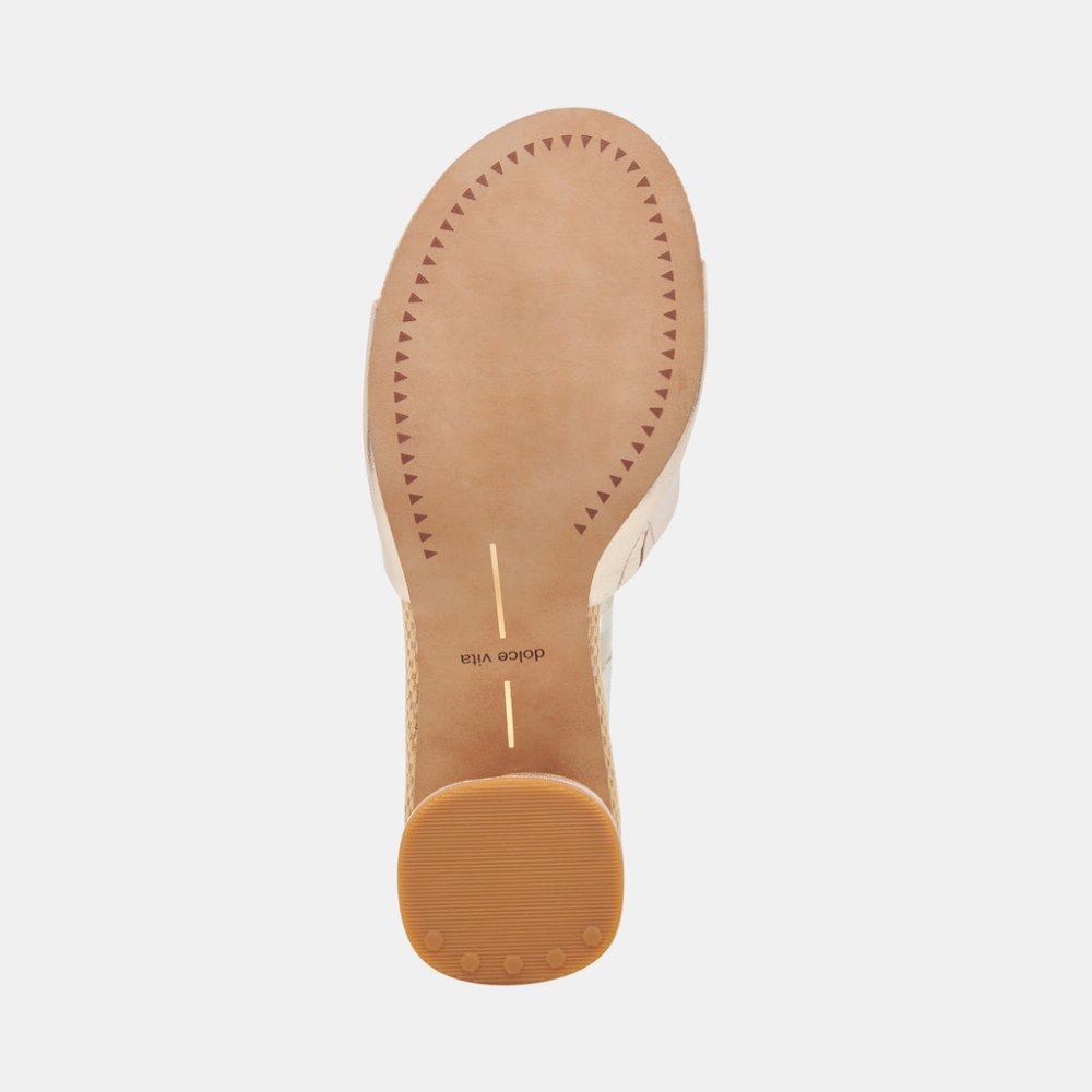 Dolce Vita Minny Raffia Heels Rose Gold Leather