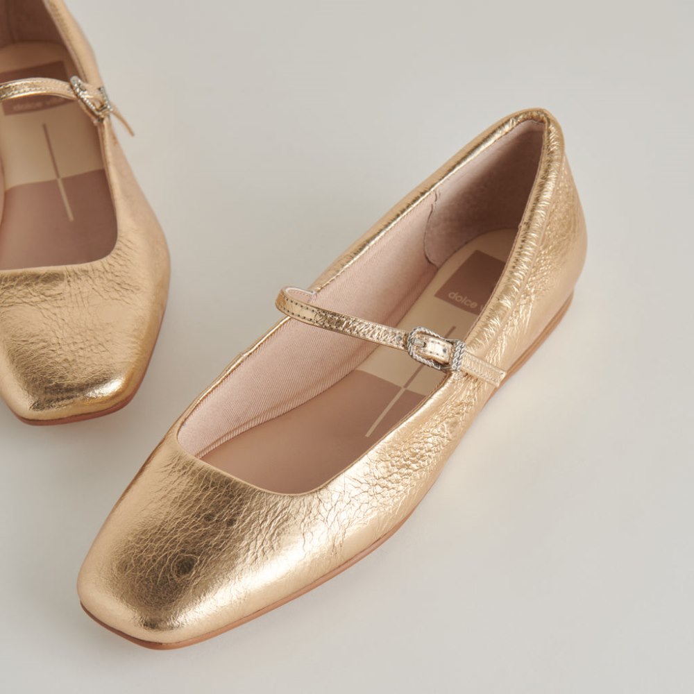 Dolce Vita Reyes Ballet Flats Gold Distressed Leather