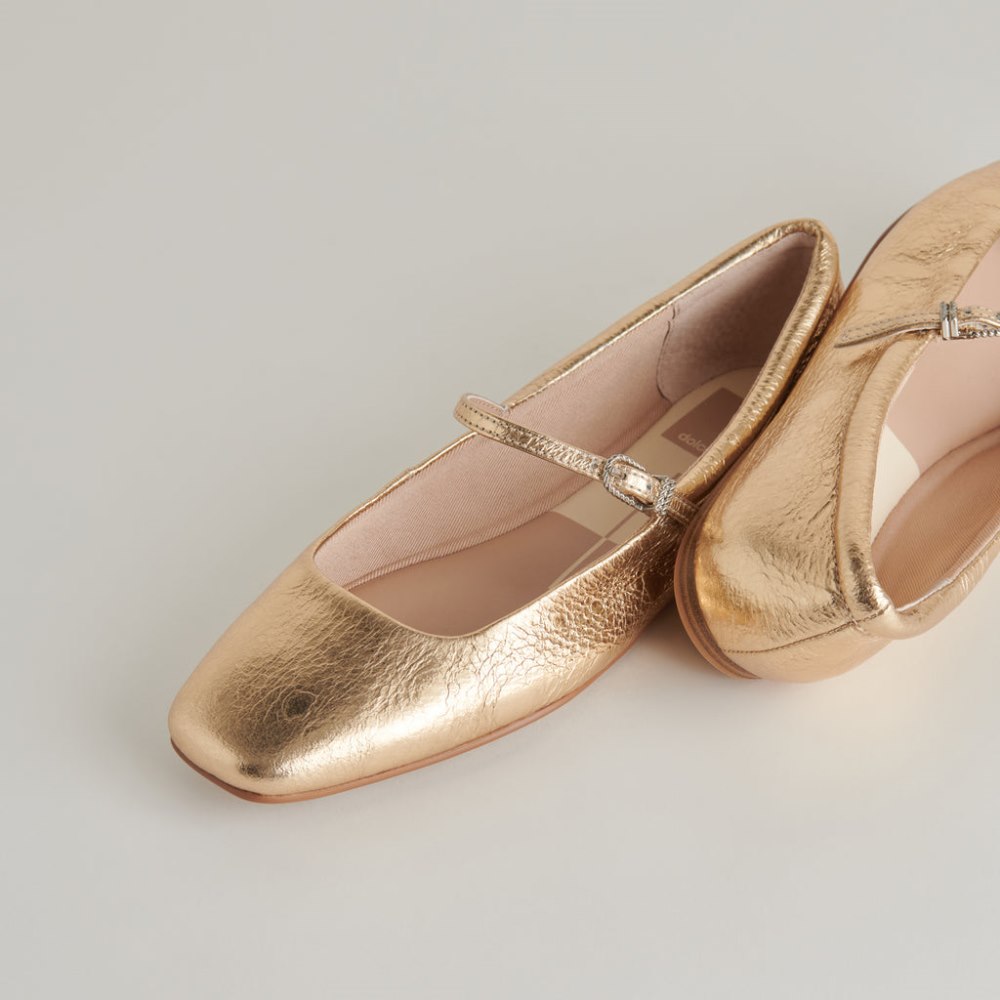 Dolce Vita Reyes Ballet Flats Gold Distressed Leather