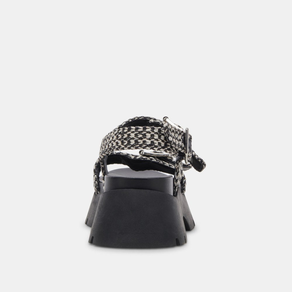 Dolce Vita Palda Sandals Black White Raffia