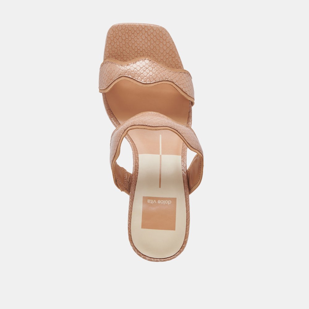 Dolce Vita Ilva Heels Toffee Embossed Leather