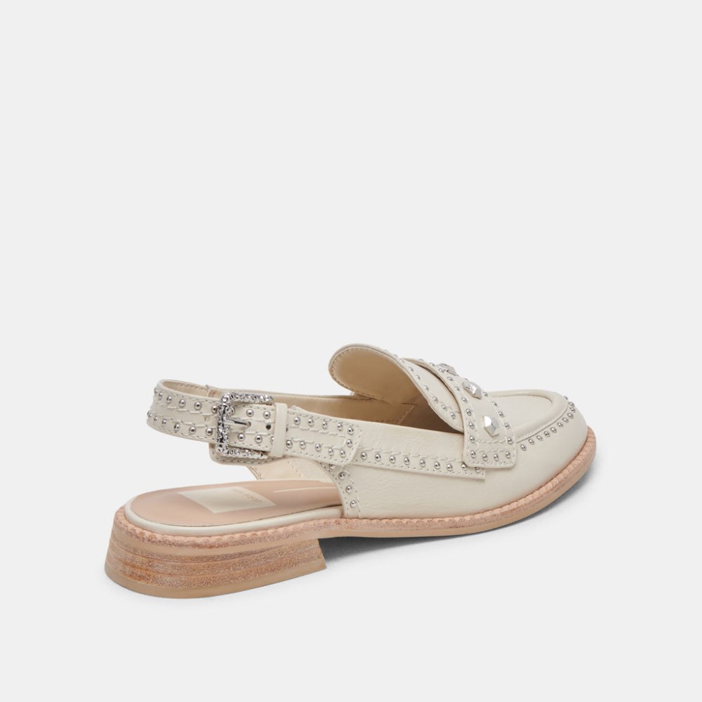 Dolce Vita Hardi Stud Loafers Ivory Crinkle Patent