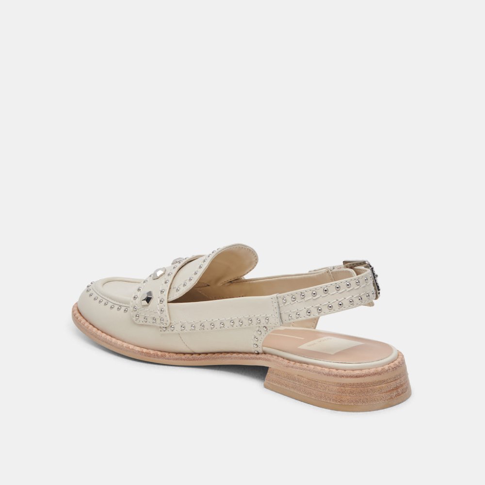 Dolce Vita Hardi Stud Loafers Ivory Crinkle Patent