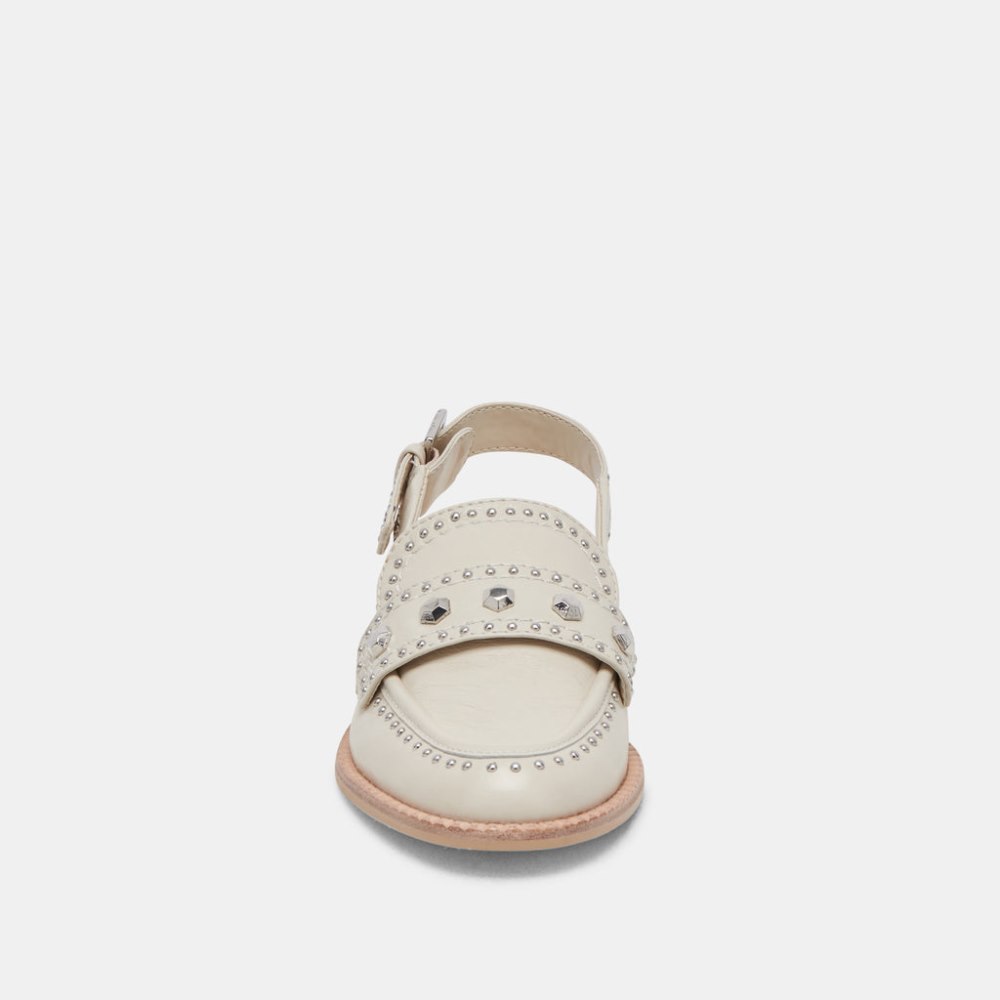Dolce Vita Hardi Stud Loafers Ivory Crinkle Patent