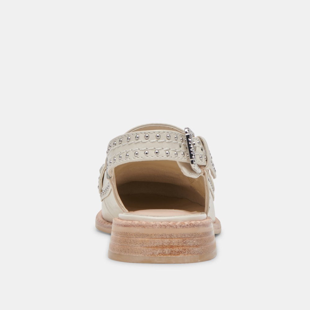 Dolce Vita Hardi Stud Loafers Ivory Crinkle Patent
