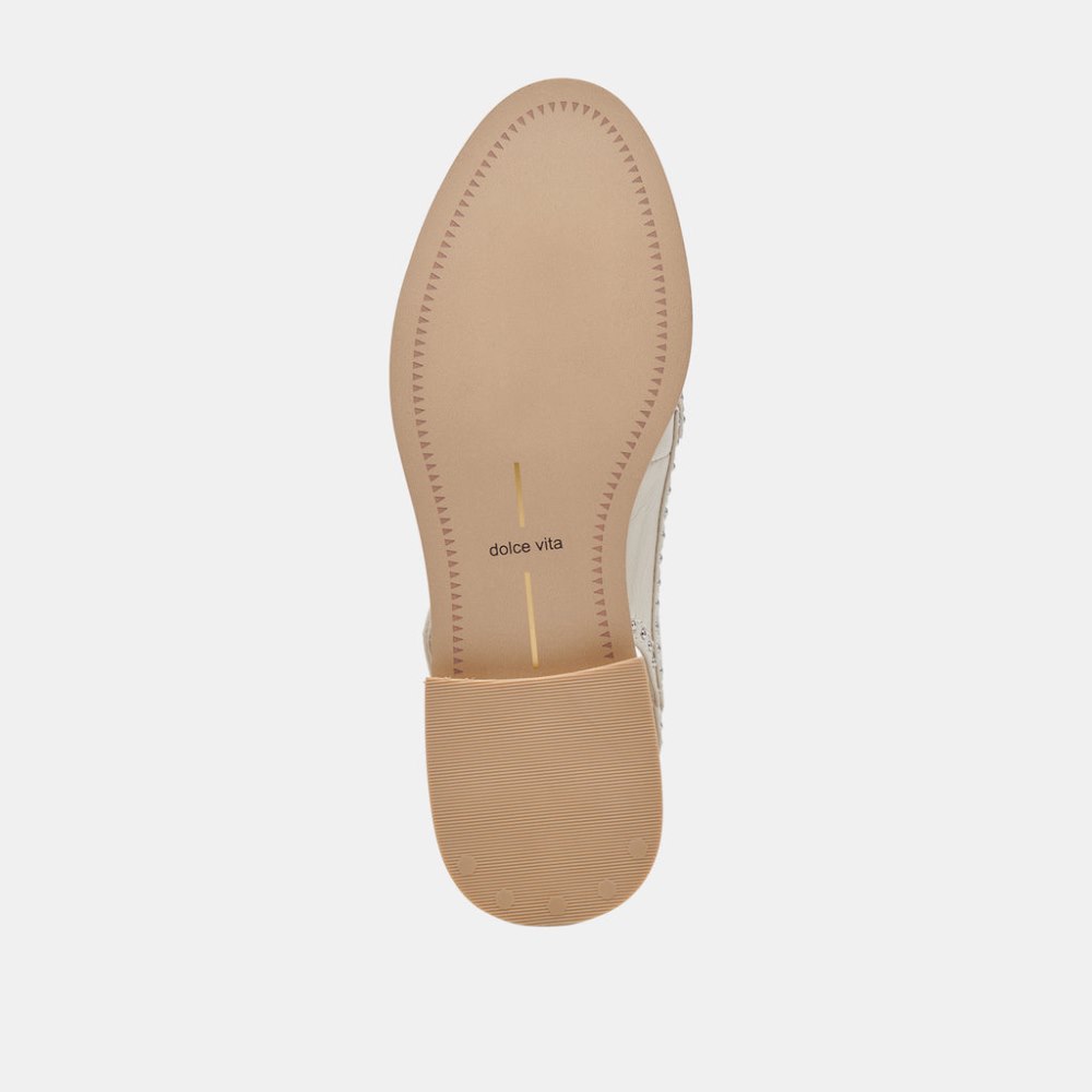 Dolce Vita Hardi Stud Loafers Ivory Crinkle Patent