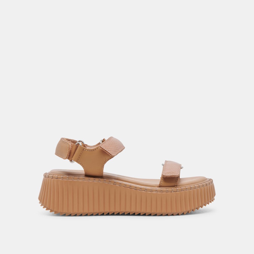 Dolce Vita Debra Sandals Toffee Embossed Leather