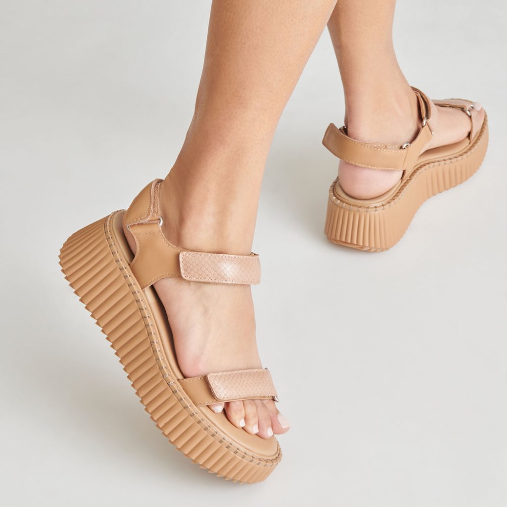 Dolce Vita Debra Sandals Toffee Embossed Leather