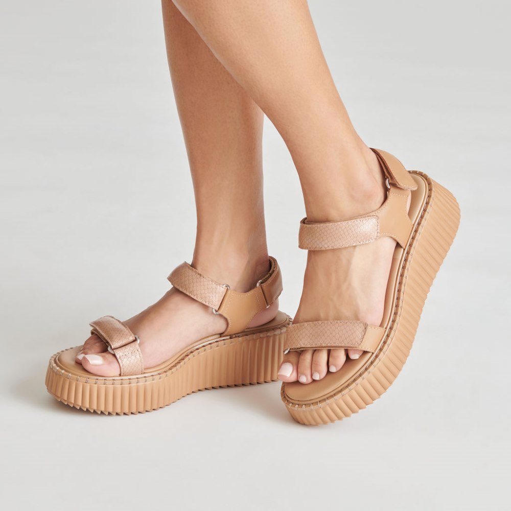 Dolce Vita Debra Sandals Toffee Embossed Leather