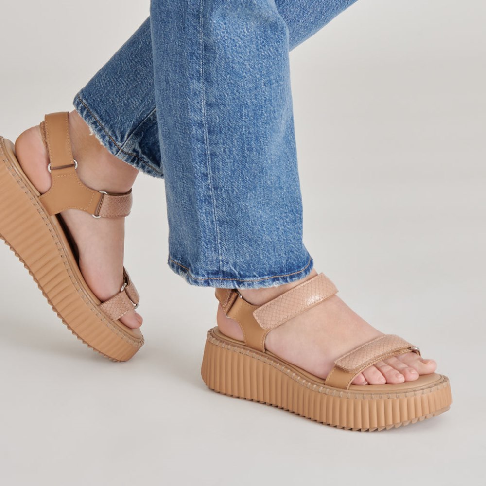 Dolce Vita Debra Sandals Toffee Embossed Leather