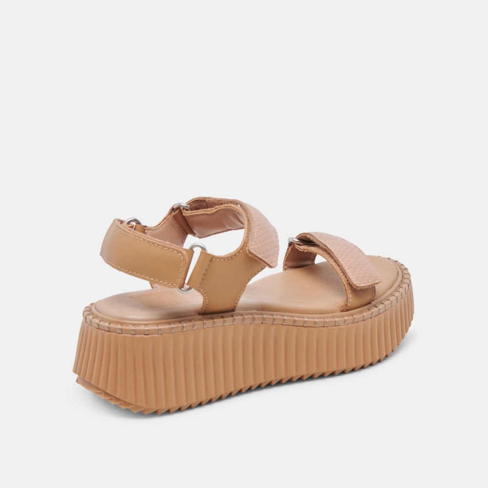 Dolce Vita Debra Sandals Toffee Embossed Leather