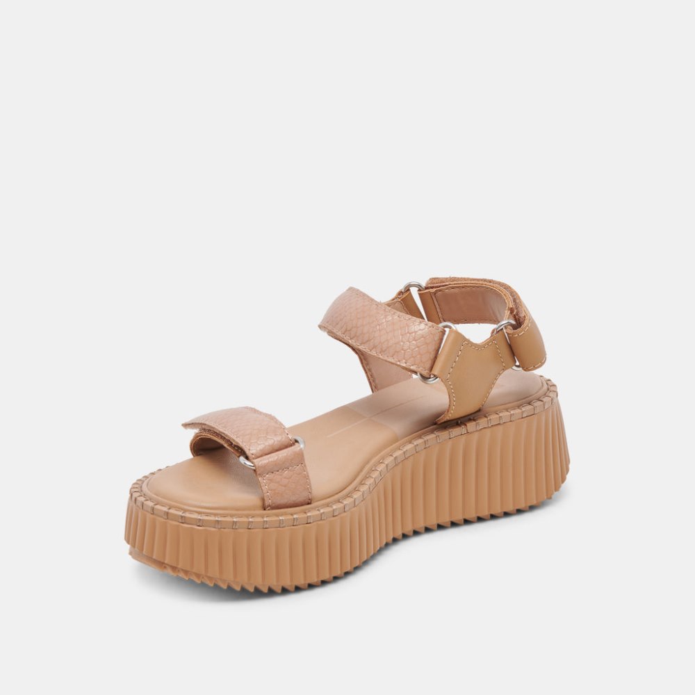 Dolce Vita Debra Sandals Toffee Embossed Leather