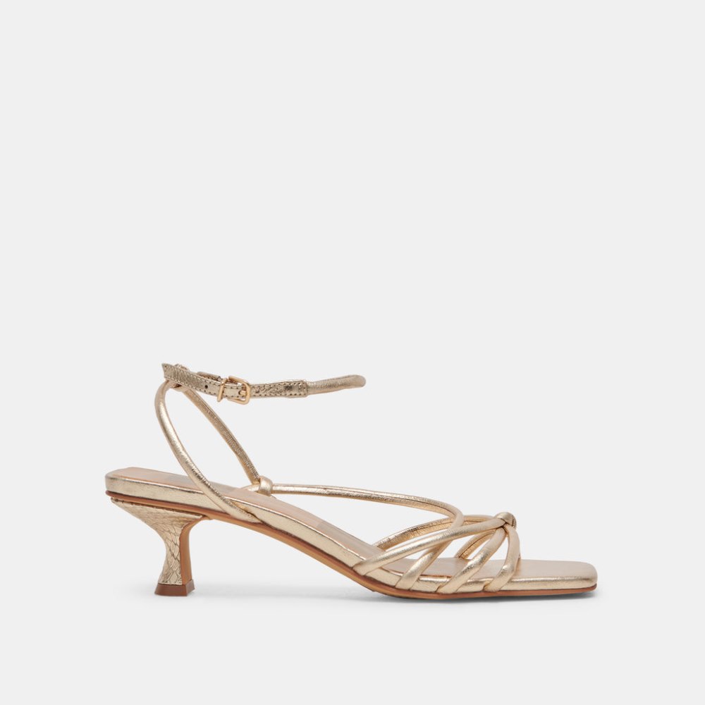 Dolce Vita Bev Wide Heels Gold Metallic Leather