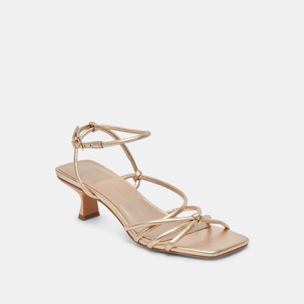 Dolce Vita Bev Wide Heels Gold Metallic Leather