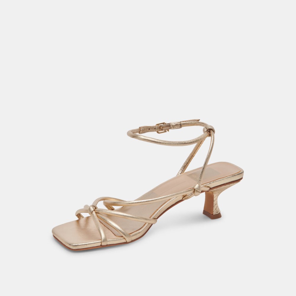 Dolce Vita Bev Wide Heels Gold Metallic Leather