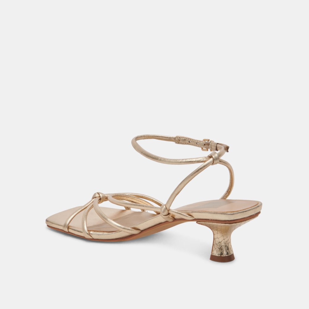 Dolce Vita Bev Wide Heels Gold Metallic Leather