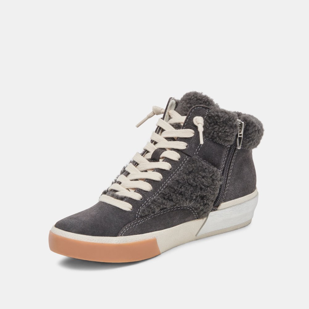 Dolce Vita Zilvia Plush Sneakers Anthracite Suede