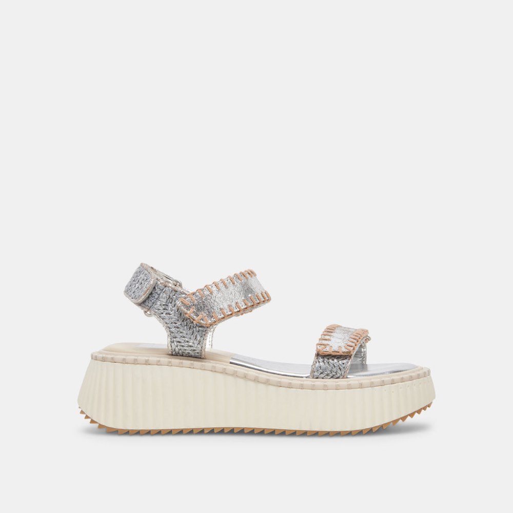 Dolce Vita Debra Sandals Silver Distressed Leather