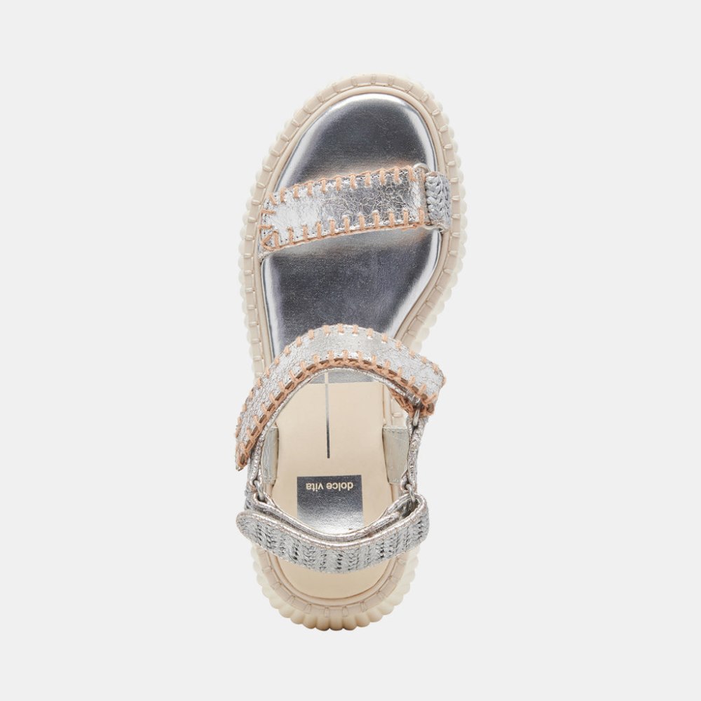 Dolce Vita Debra Sandals Silver Distressed Leather