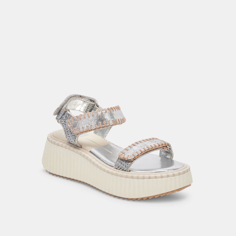 Dolce Vita Debra Sandals Silver Distressed Leather