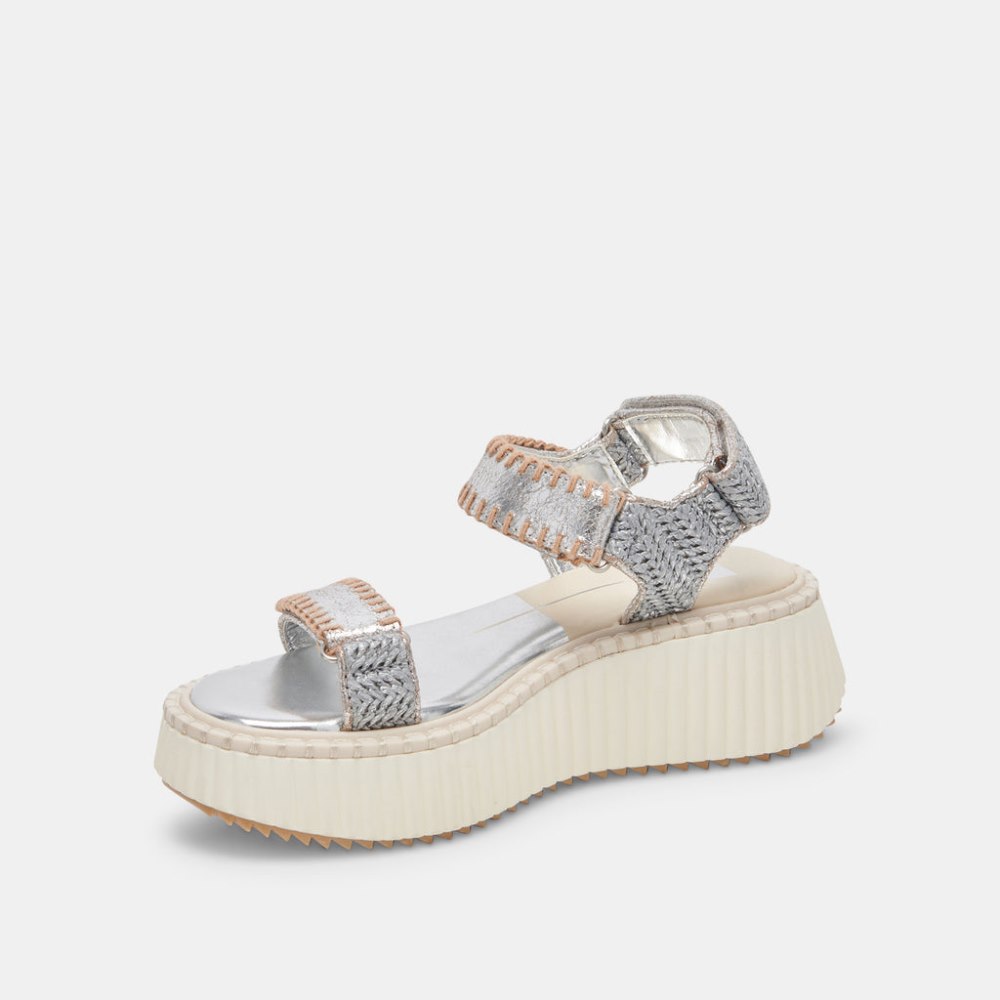 Dolce Vita Debra Sandals Silver Distressed Leather