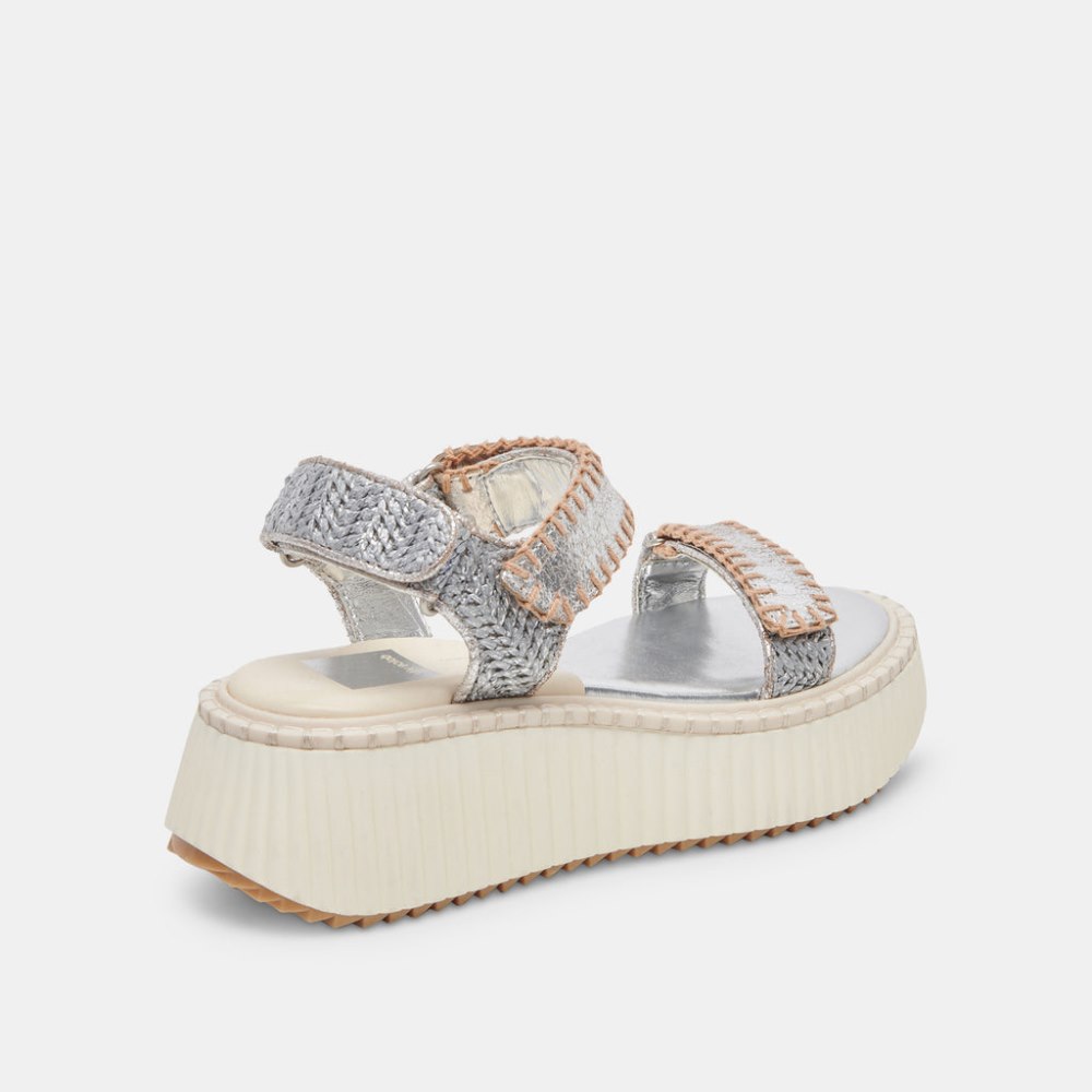 Dolce Vita Debra Sandals Silver Distressed Leather