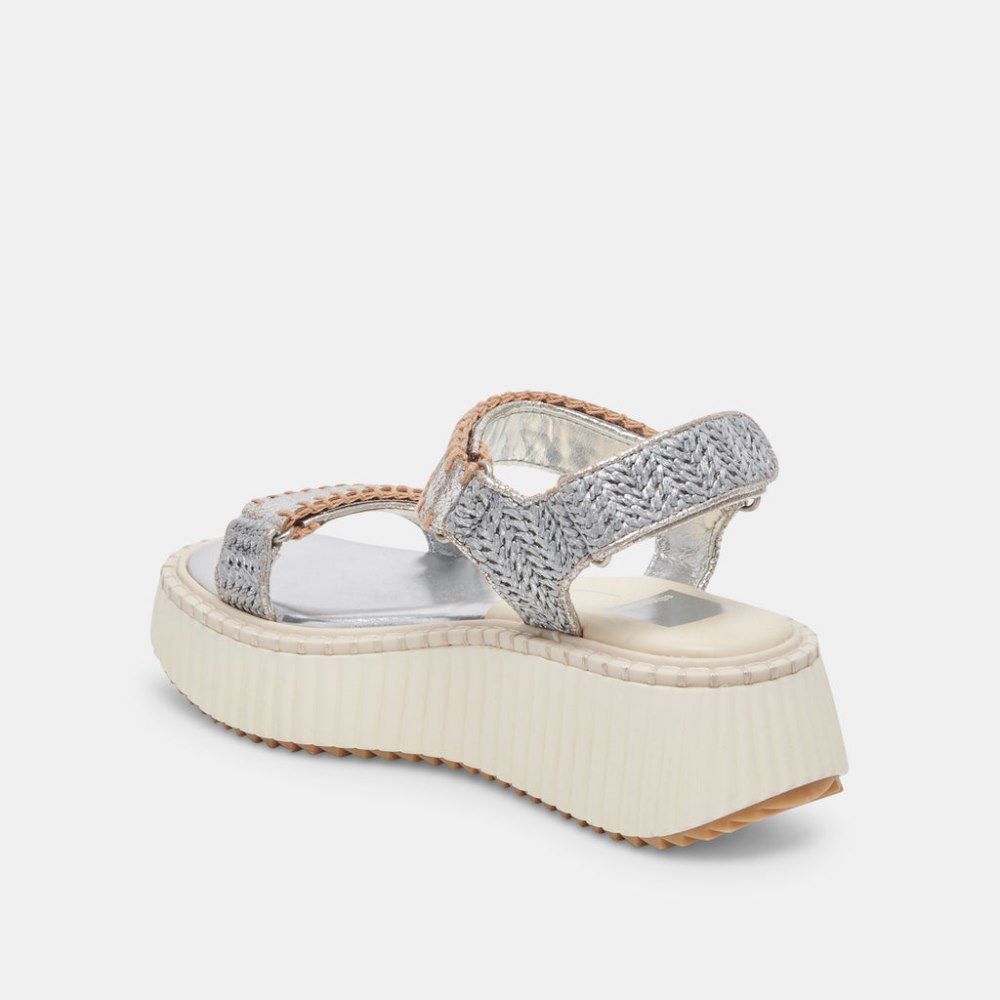 Dolce Vita Debra Sandals Silver Distressed Leather