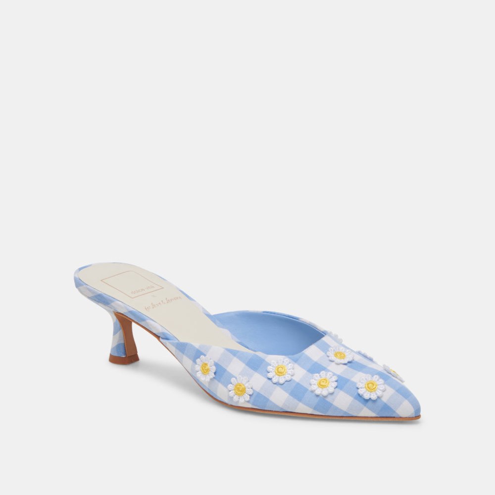 Dolce Vita Lilou Heels White Blue Gingham