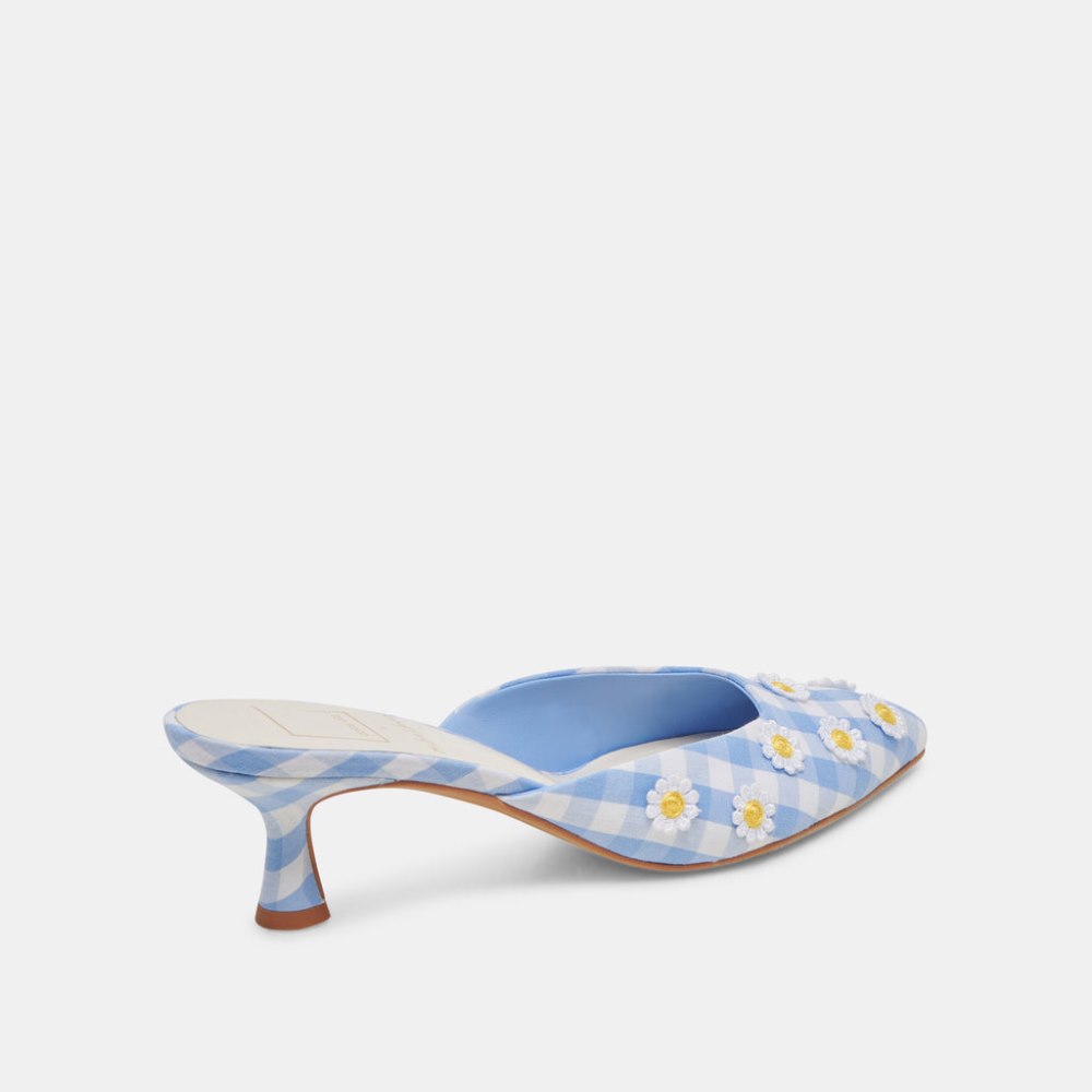 Dolce Vita Lilou Heels White Blue Gingham