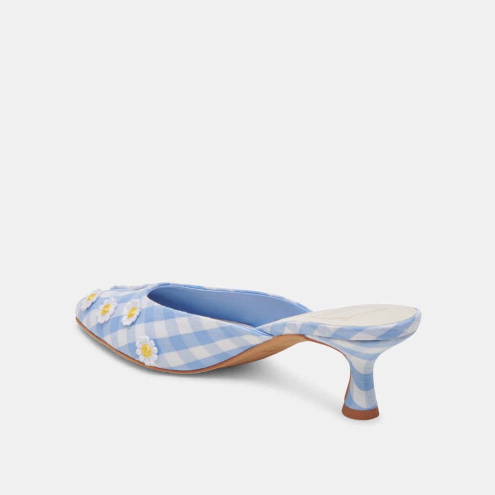 Dolce Vita Lilou Heels White Blue Gingham